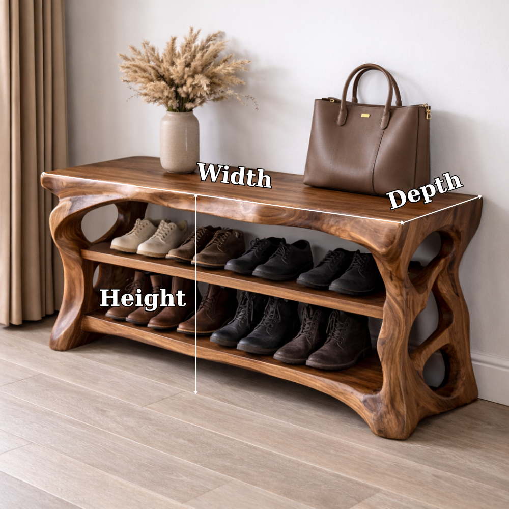 Solid Wood Entryway Bench with Shoe Storage Shelf – Rustic Natural Wood Shoe Rack - view 7 of 7