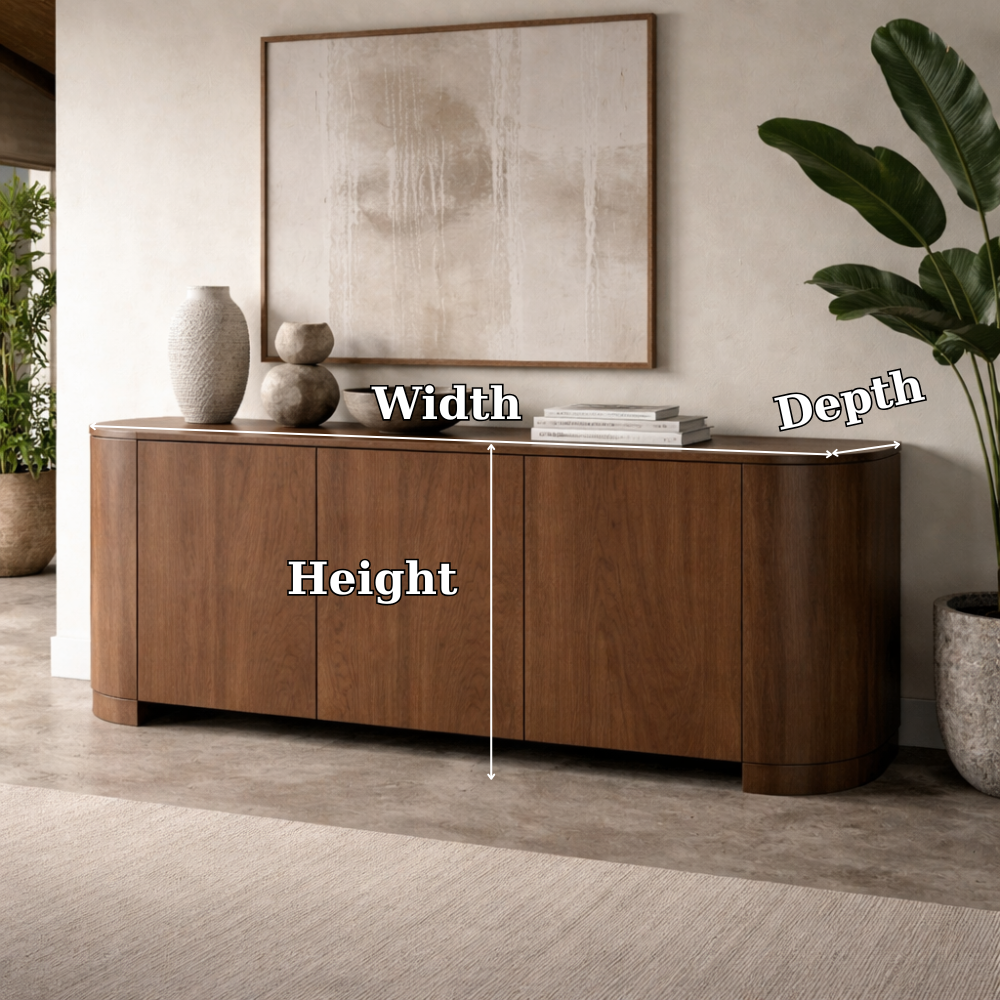 Modern Solid Wood Console Cabinet with Curved Edges and Hidden Storage - view 5 of 7