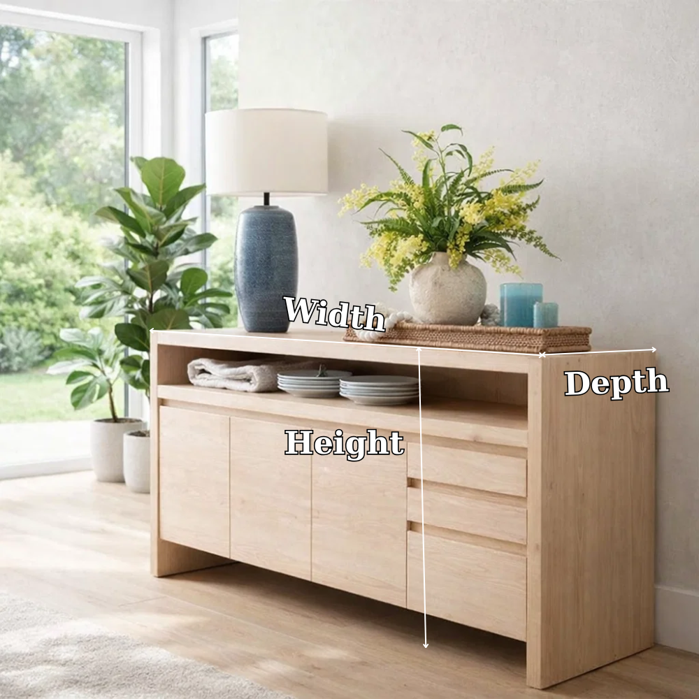 Minimalist Sideboard Cabinet with Open Shelf – Modern Buffet Storage Console - view 7 of 7