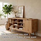 Solid Oak Console Cabinet with Shelves & Door – Modern Storage Sideboard Table - view 5 of 7