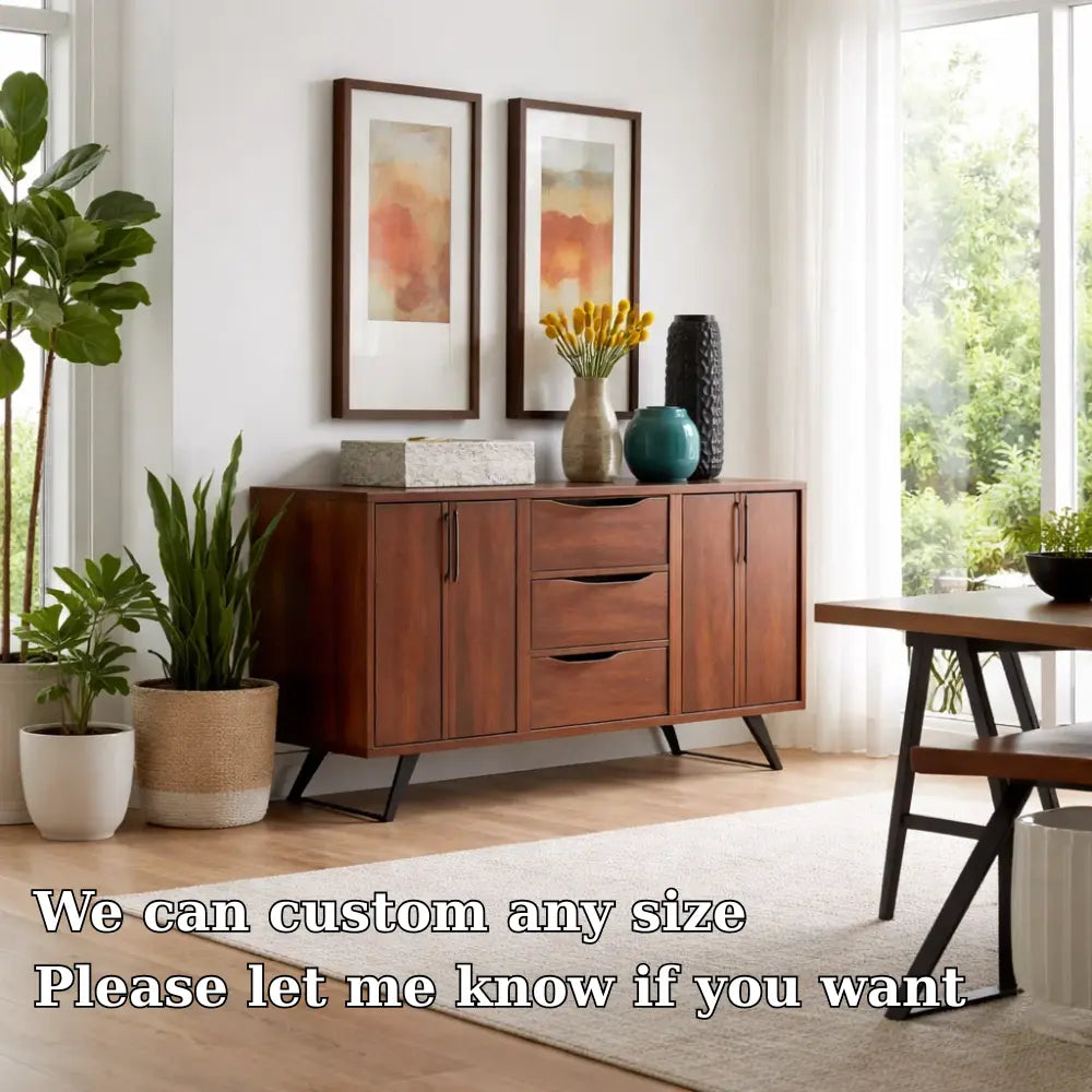 Modern Walnut Console Table with Drawers & Cabinet - view 6 of 7