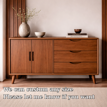 Solid Wood Console Cabinet with Drawers and Doors – Modern Storage Sideboard - view 6 of 7