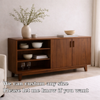 Modern Solid Wood Sideboard Console Cabinet with Open Shelf and Doors - view 6 of 7