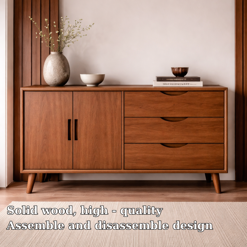 Solid Wood Console Cabinet with Drawers and Doors – Modern Storage Sideboard - view 5 of 7