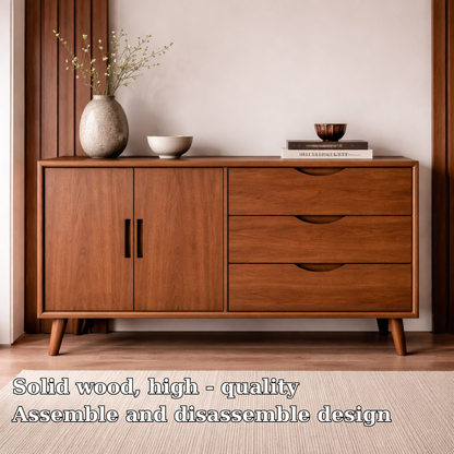 Solid Wood Console Cabinet with Drawers and Doors – Modern Storage Sideboard - view 5 of 7