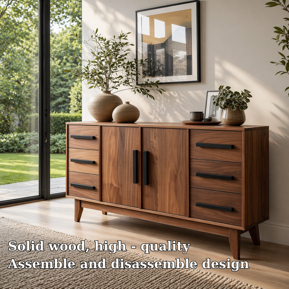 Modern Solid Wood Console Sideboard with Drawers – Walnut Storage Cabinet - view 6 of 7