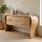 Solid Oak Console Cabinet with Drawers – Modern Curved Wood Entryway Table - view 7 of 7