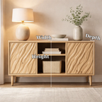 Solid Wood Console Cabinet with Wave Carved Doors & Open Shelf Storage - view 7 of 7
