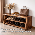 Solid Wood Entryway Bench with Shoe Storage Shelf – Rustic Wooden Shoe Rack Bench - view 6 of 7