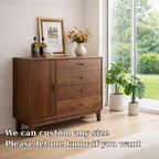 Mid Century Storage Sideboard Cabinet with 4 Drawers and Door – Compact Console - view 6 of 7