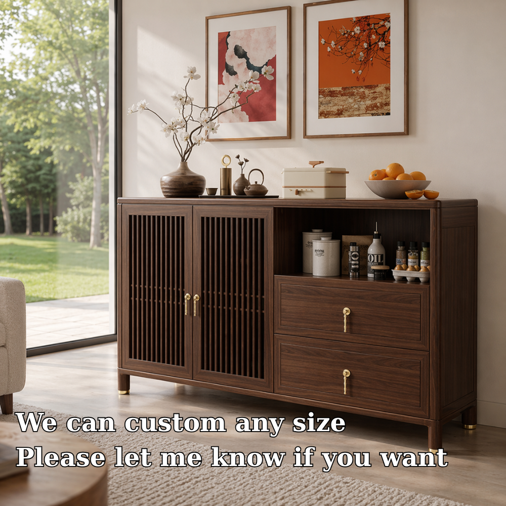 Solid Wood Console Sideboard with Drawer – Modern Walnut Storage Cabinet - view 6 of 7