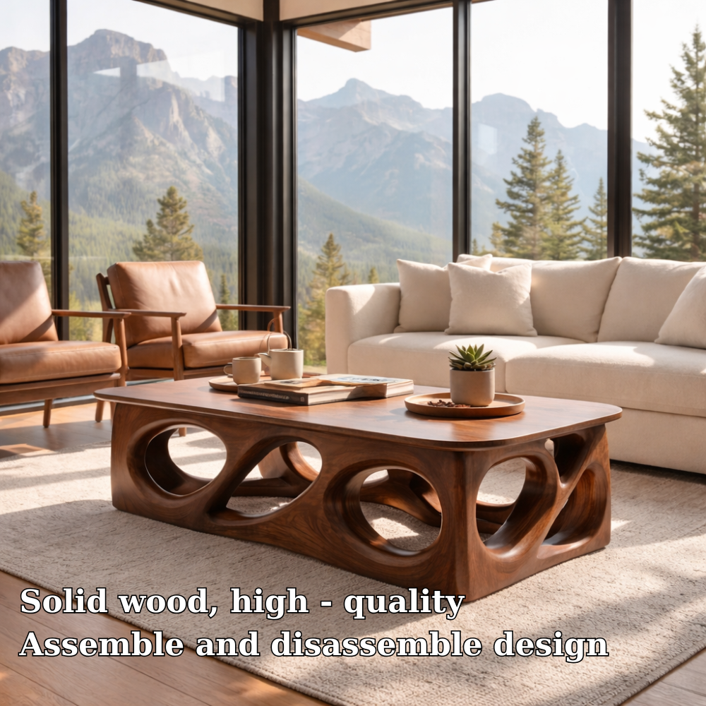 Handcrafted Solid Wood Coffee Table – Sculptural Modern Design - view 5 of 7