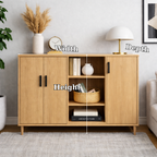 Solid Wood Console Cabinet with Double Doors & Open Shelf Storage – Modern Design - view 7 of 7