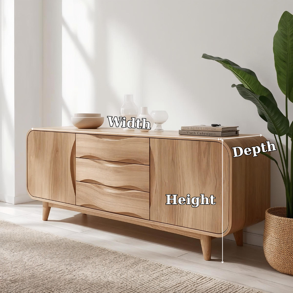 Solid Wood Console Table with Wave Drawers – Modern Entryway Storage Cabinet - view 7 of 7