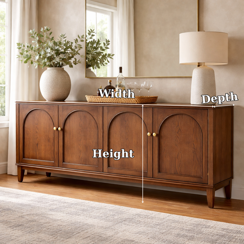Solid Wood Console Cabinet with Arched Doors – Modern Storage Sideboard - view 6 of 7