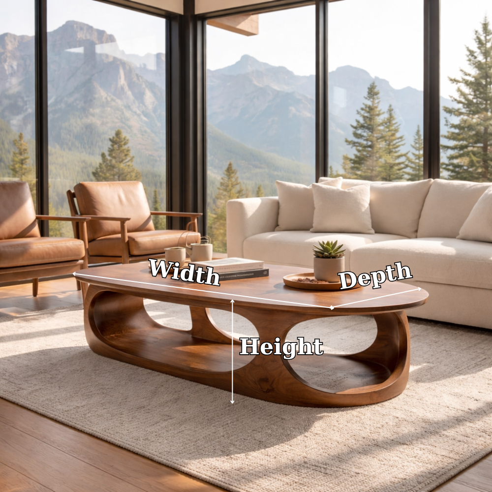 Solid Wood Sculptural Coffee Table – Modern Organic Design - view 7 of 7