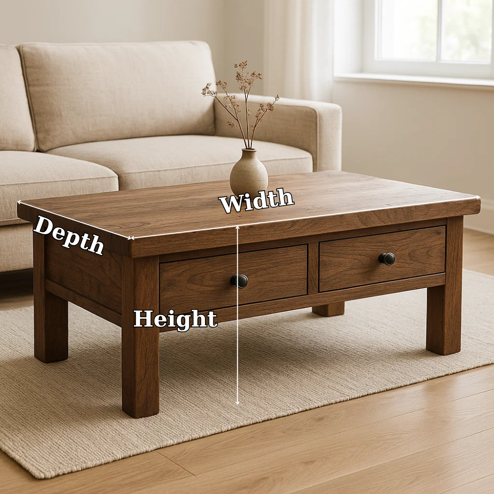 Solid Wood Coffee Table with Drawers Rustic Living Room Storage Coffee Table - view 7 of 7