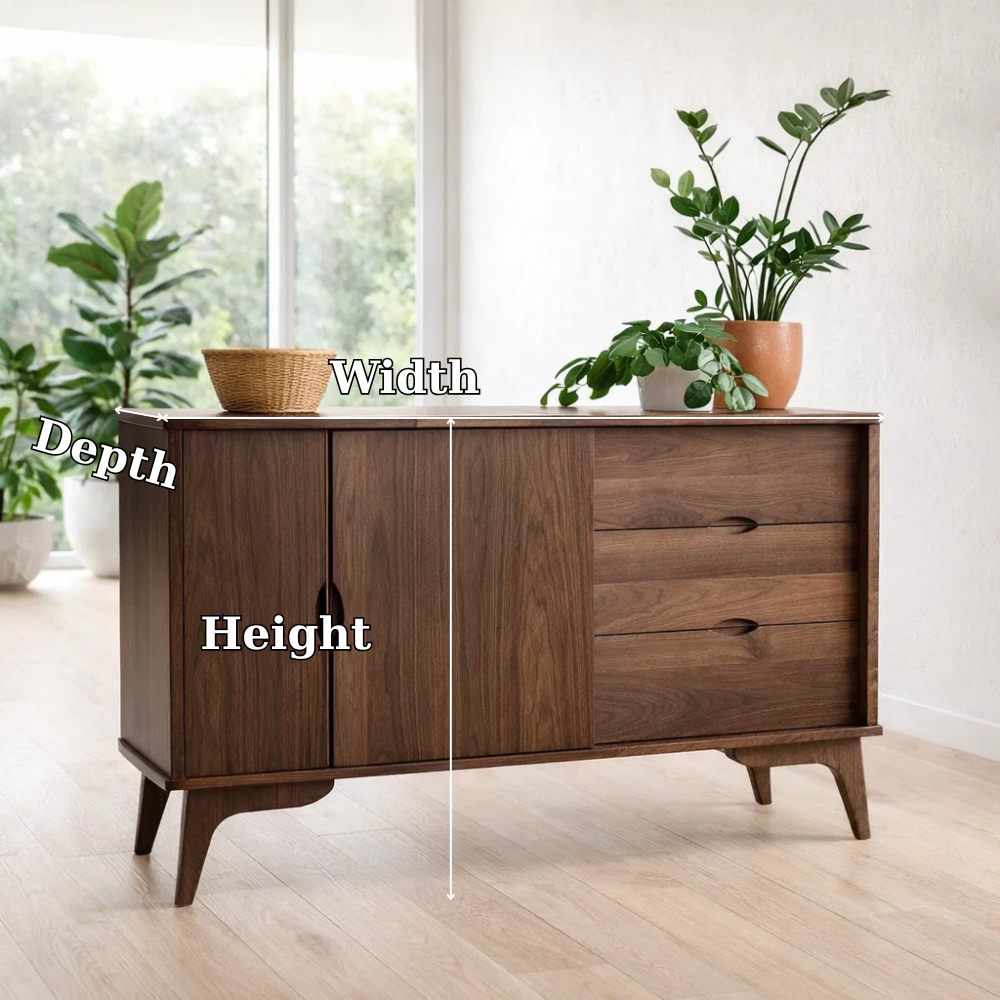 Mid Century Sideboard Cabinet with Drawers and Sliding Doors – Storage Console - view 7 of 7