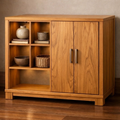 Mid-Century Modern Wood Console Cabinet with Open Shelves - view 1 of 7