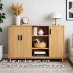 Solid Wood Console Cabinet with Double Doors & Open Shelf Storage – Modern Design - view 6 of 7