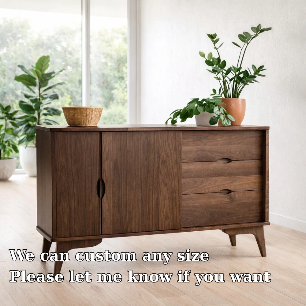 Mid Century Sideboard Cabinet with Drawers and Sliding Doors – Storage Console - view 5 of 7