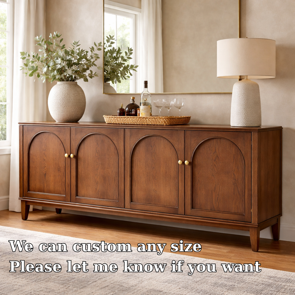 Solid Wood Console Cabinet with Arched Doors – Modern Storage Sideboard - view 7 of 7