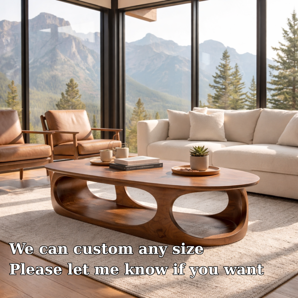 Solid Wood Sculptural Coffee Table – Modern Organic Design - view 5 of 7