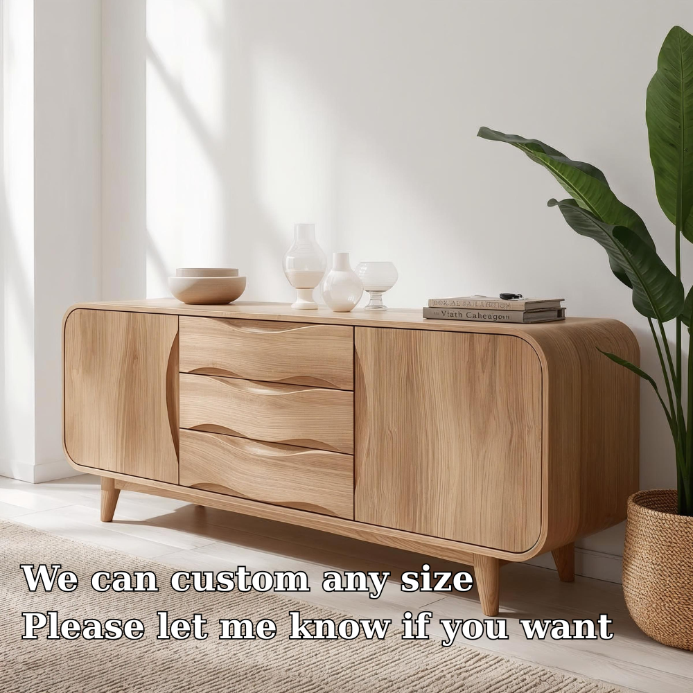 Solid Wood Console Table with Wave Drawers – Modern Entryway Storage Cabinet - view 6 of 7