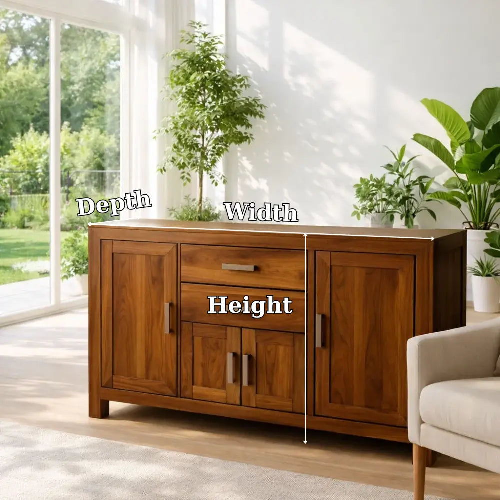 Modern Solid Wood Sideboard Console Table with Multi Storage Compartments - view 6 of 7