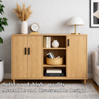 Solid Wood Console Cabinet with Double Doors & Open Shelf Storage – Modern Design - view 5 of 7