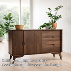 Mid Century Sideboard Cabinet with Drawers and Sliding Doors – Storage Console - view 6 of 7