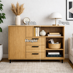 Modern Solid Wood Console Cabinet with Drawers, Door & Open Shelf Storage - view 7 of 7