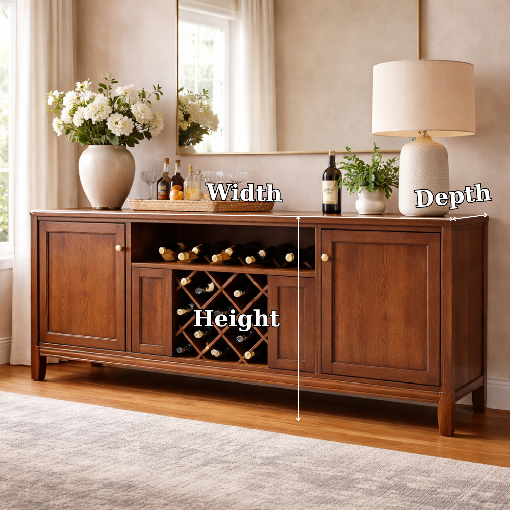 Solid Wood Console Cabinet with Wine Rack and Storage Doors - view 7 of 7