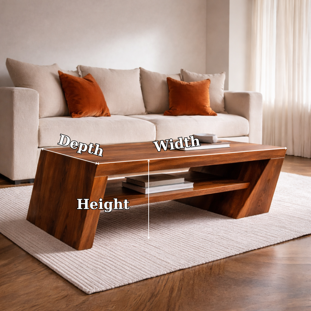 Solid Wood Coffee Table with Angled Legs and Modern Storage – Stylish Living Room Furniture - view 7 of 7
