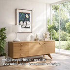 Solid Wood Modern Console Table Mid Century Sideboard with Storage - view 5 of 7