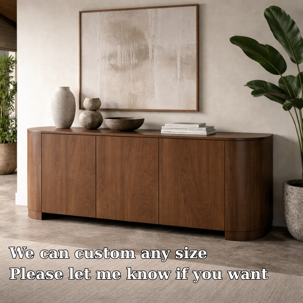 Modern Solid Wood Console Cabinet with Curved Edges and Hidden Storage - view 7 of 7