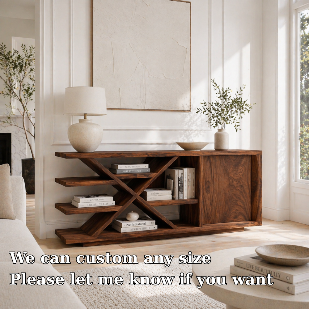 Modern Solid Wood Console Sideboard – Minimalist Walnut Storage Cabinet - view 5 of 7
