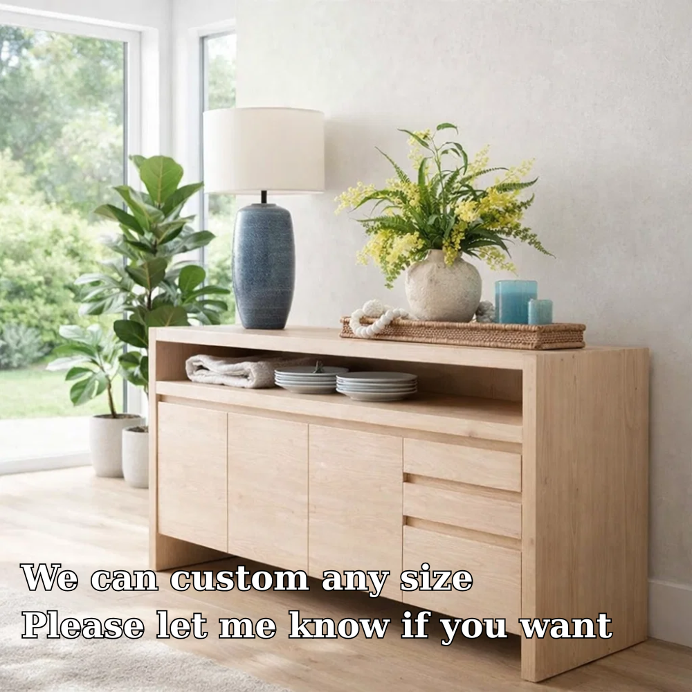 Minimalist Sideboard Cabinet with Open Shelf – Modern Buffet Storage Console - view 6 of 7