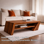Solid Wood Coffee Table with Angled Legs and Modern Storage – Stylish Living Room Furniture - view 5 of 7