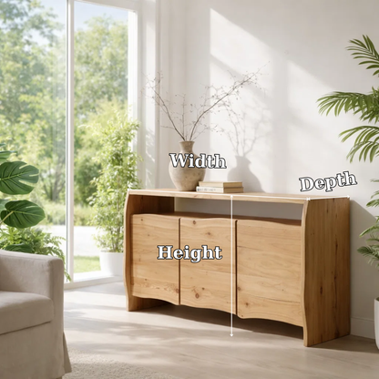 Solid Wood Curved Sideboard Cabinet with Doors - view 7 of 7