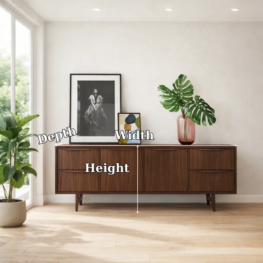 Mid Century Modern Sideboard Cabinet with Drawers – Sleek Storage Console - view 7 of 7