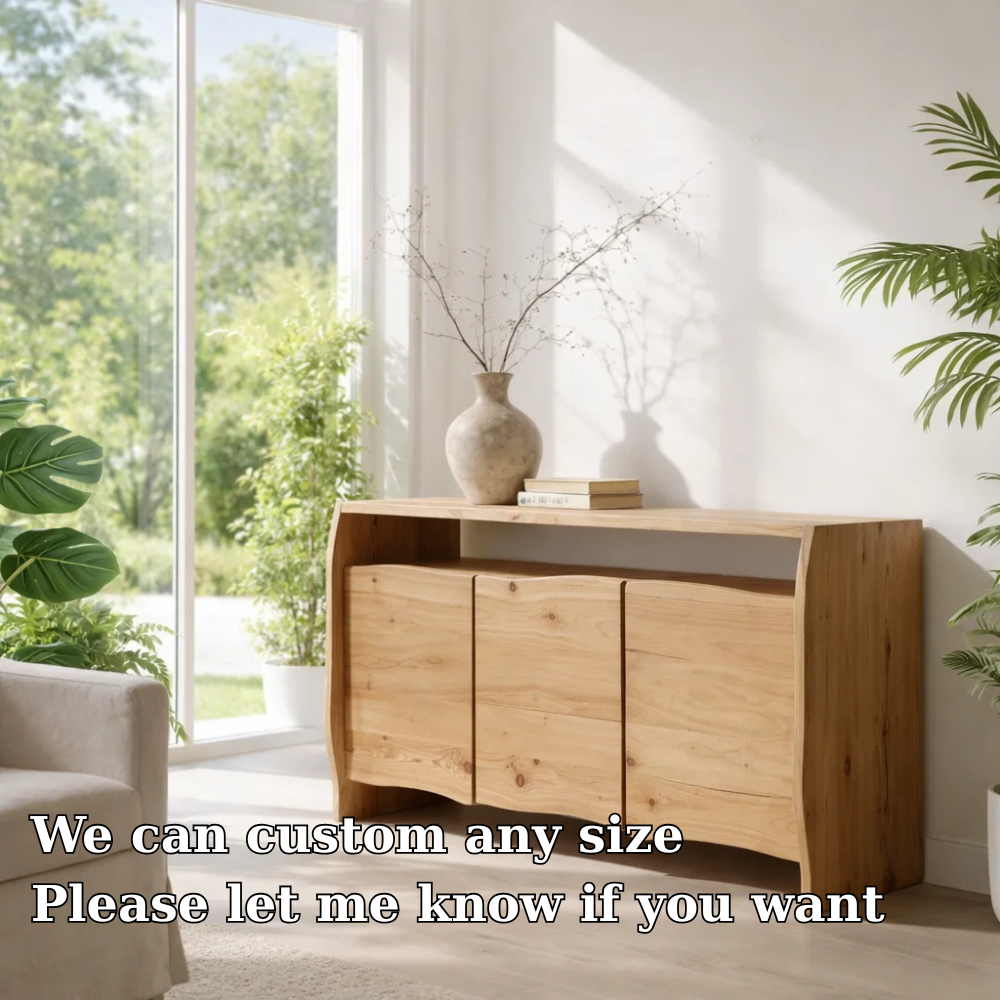 Solid Wood Curved Sideboard Cabinet with Doors - view 6 of 7