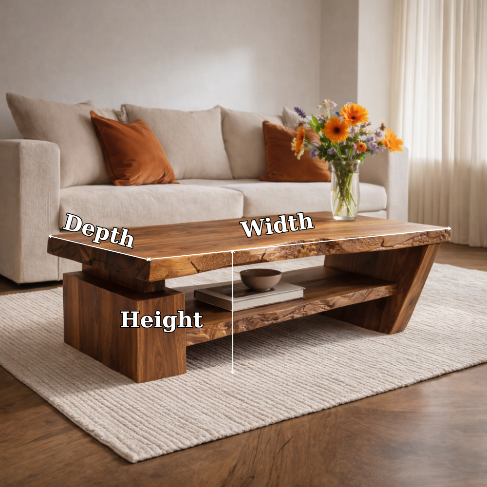 Solid Wood Live Edge Coffee Table with Modern Storage – Natural Design - view 7 of 7