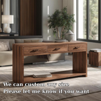 Solid Wood Console Table with Drawers and Shelf – Modern Entryway Storage Table - view 6 of 7