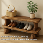 Solid Wood Entryway Bench with Shoe Storage Shelf – Rustic Wooden Shoe Bench - view 5 of 7