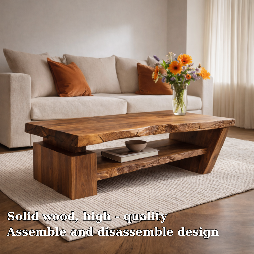 Solid Wood Live Edge Coffee Table with Modern Storage – Natural Design - view 6 of 7