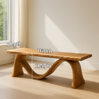 Solid Wood Bench with Sculptural Curved Base – Modern Entryway or Living Room Bench - view 7 of 7