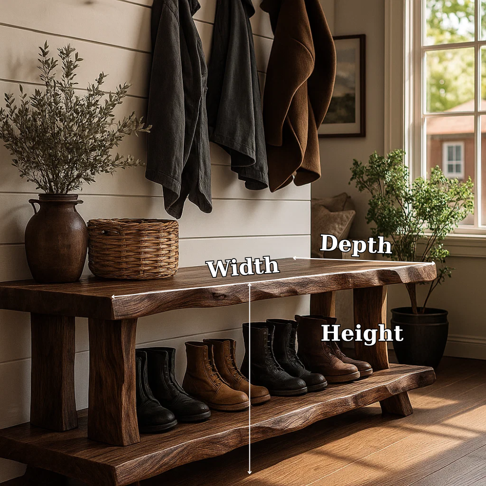 Solid Wood Entryway Bench with Shoe Storage Shelf Rustic Farmhouse Hallway Bench - view 7 of 7