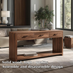 Solid Wood Console Table with Drawers and Shelf – Modern Entryway Storage Table - view 5 of 7