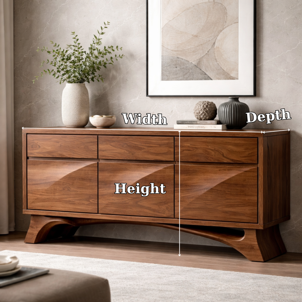 Solid Wood Console Cabinet with Drawers – Modern Walnut Sideboard Storage - view 7 of 7